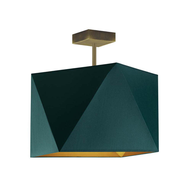 Glisson 1 - Light Square/Rectangle Pendant, Brushed Bronze, Green