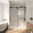56-60" x 76" H Frameless Sliding  Shower Door, 5/16" (8mm) Clear Tempered Glass, Stainless Steel Frame,Matte Black-124324534