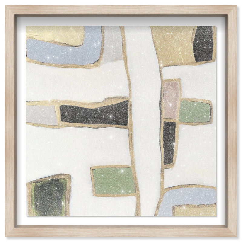 A Night With Klimt II Shadowbox Abstract Print by Oliver Gal, Black Frame, 12 x 12, 31.5"H x 31.5"W, Natural Oak Frame