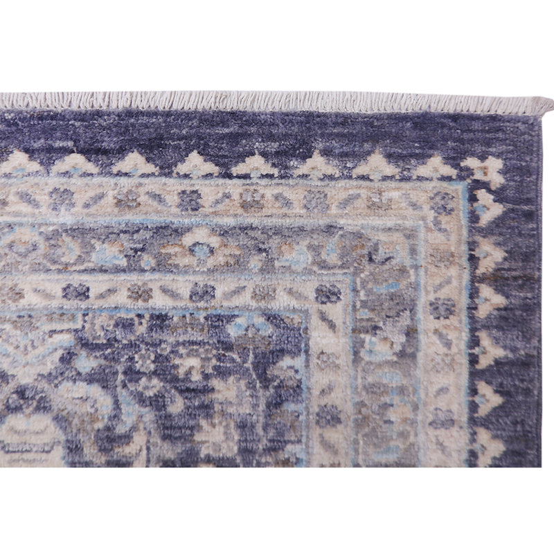 Tapis gris foncé / ivoire de haute qualité noué à la main Ziegler 3000