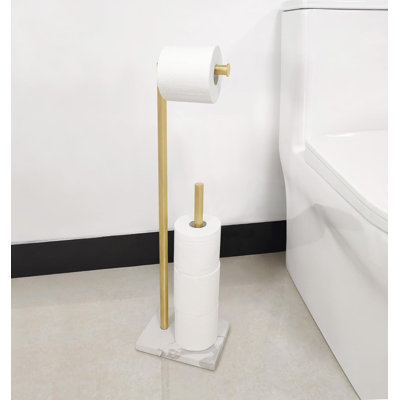 Porte-papier hygiénique autoportant avec base et barre de réserve, conception lourde, fabrication en acier inoxydable SUS304, rembourrage antidérapant inclus