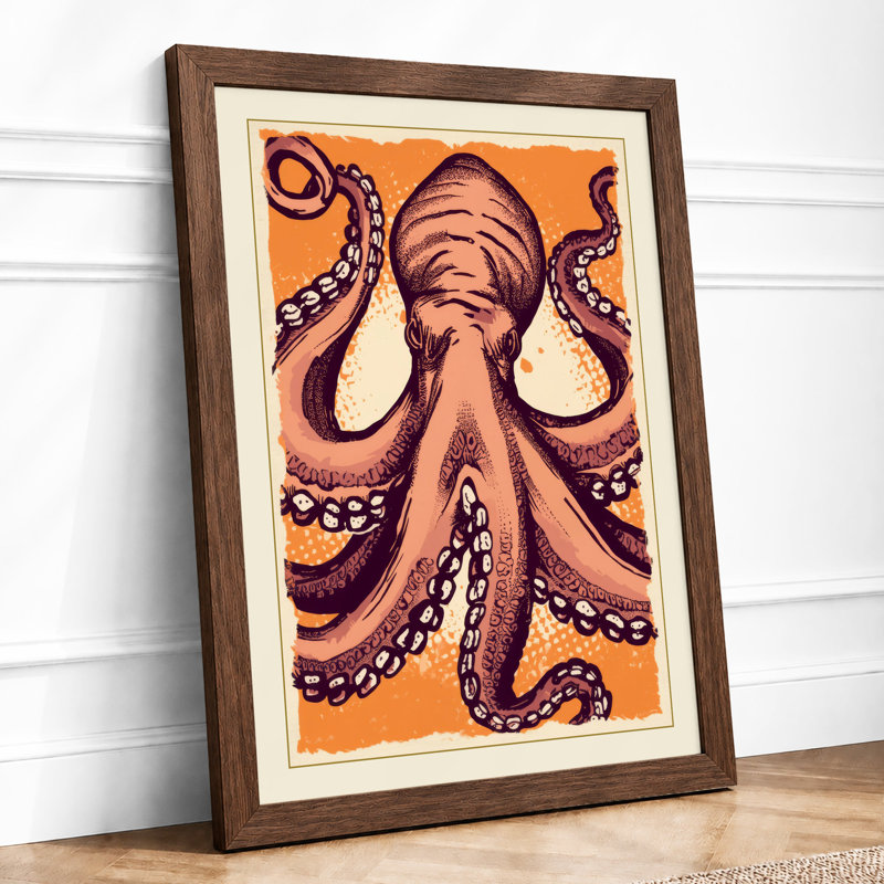 Octopus in Symmetry Boho - Framed Print, A1 - 84.1 x 59.4 cm, Walnut