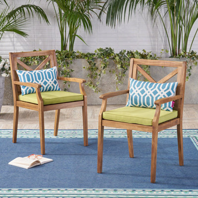 Set Of 2 Acacia Wood Patio Chair