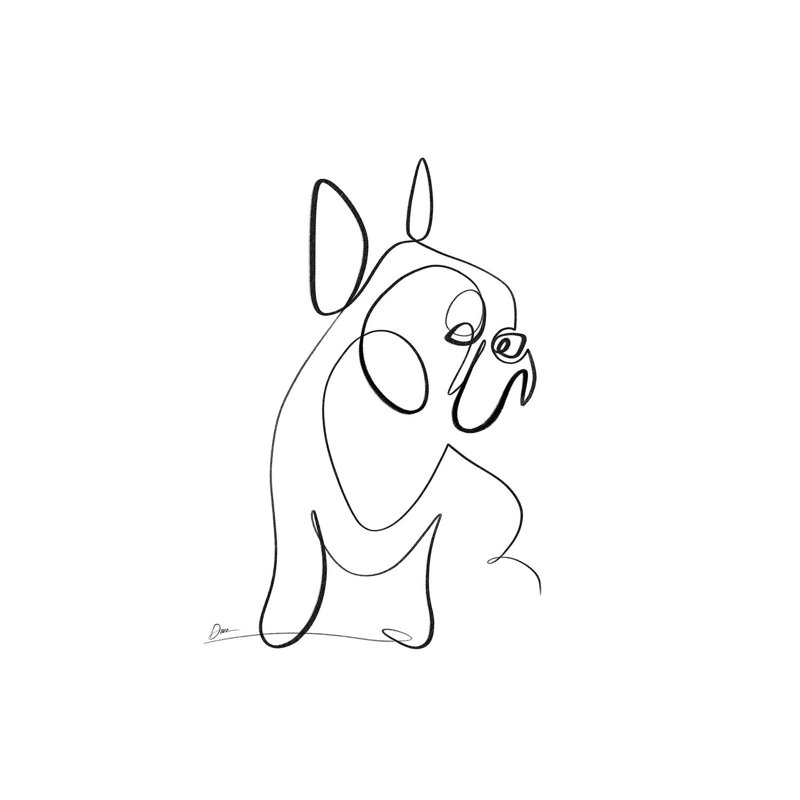French Bulldog With One Line by Dane Khy - Wrapped Canvas Print, 20.32 cm H x 30.48 cm W