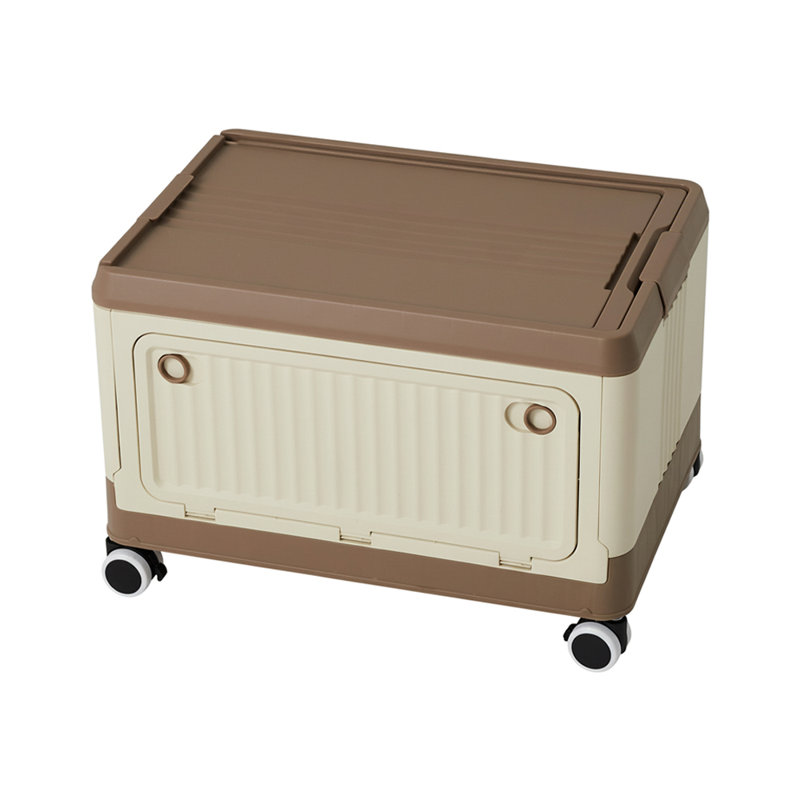 Plastic Storage Box with Wheels & Lid, Brown, 33.5" H x 54" W x 36" D
