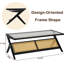 Table basse en bambou, table basse d'appoint en rotin avec plateau en verre, tables centrales en bois de style Mid-Century, tables d'appoint modernes avec rangement pour le salon, noir-1010979897