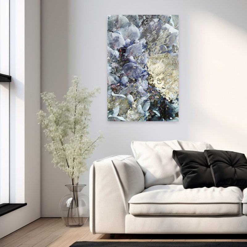 Art contemporain fleur de lilas organique moderne, H 36 po x l 24 po