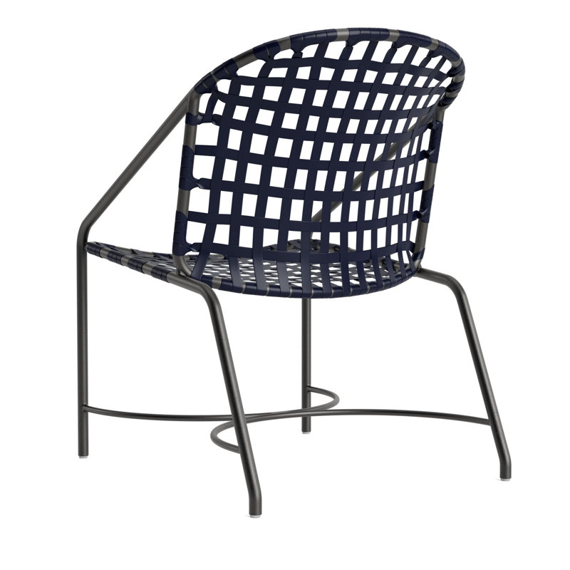 Kantan Outdoor Lounge Chair, Textured Pewter/Marine Vinyl Lace