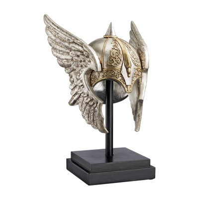 Valkyrie Helmet Statue upon Museum Mount Sculpture