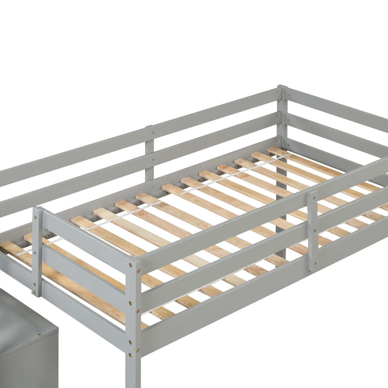 Loft bed with staircase , Grey, Gray