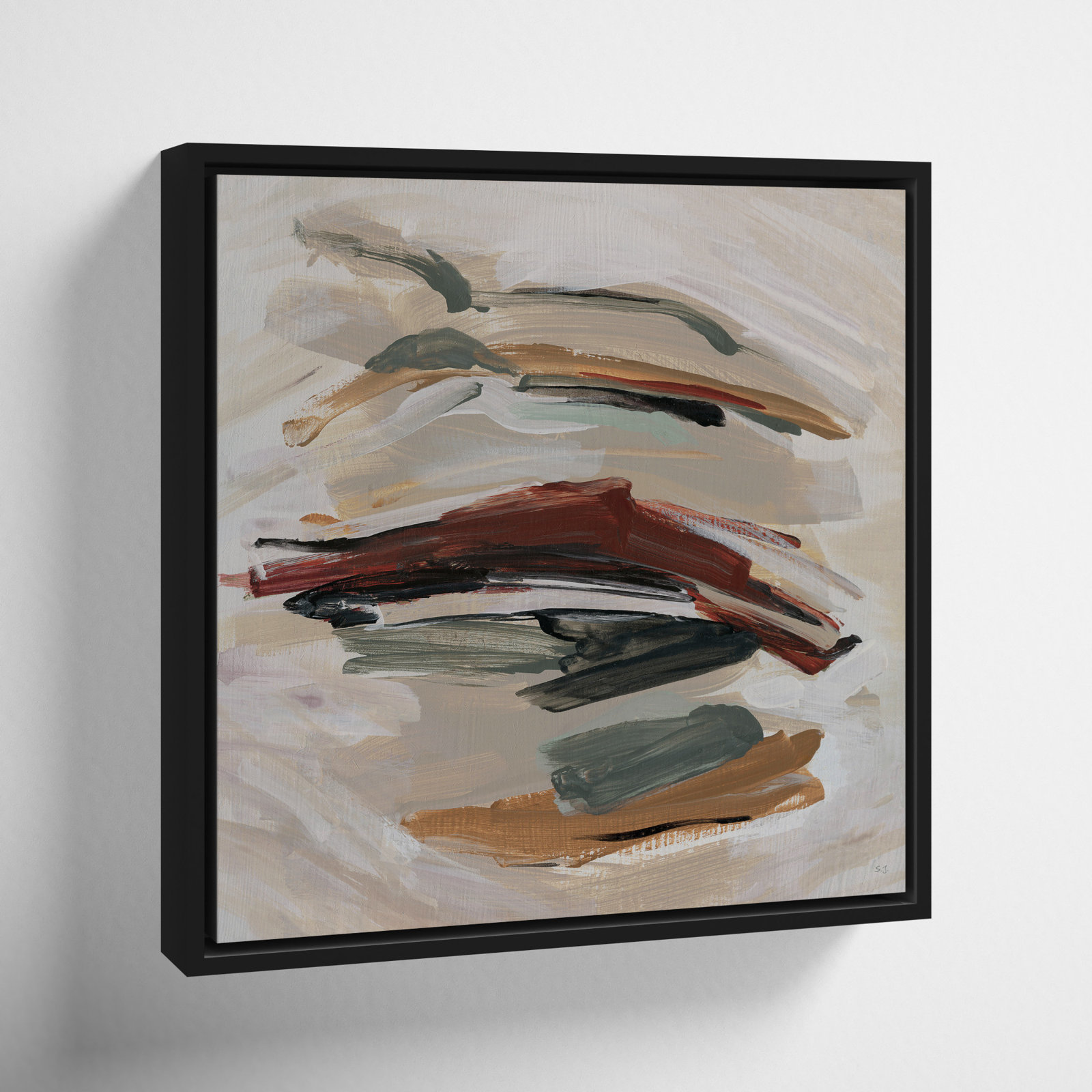 Carmina "Spring Shadows" Painting by Susan Jill, 13.5" H x 13.5" W, Black
