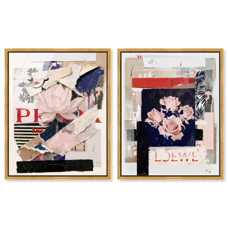 Milano Collage Set Set by Oliver Gal, 37"H x 46"W, Gold Floater Frame