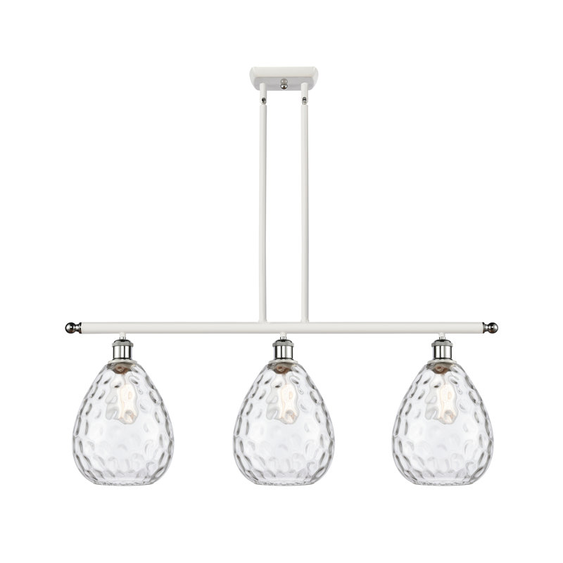 Jaron 3 - Light Kitchen Island Pendant, 6 Watt Vinage LED Bulb, White/Polished Chrome