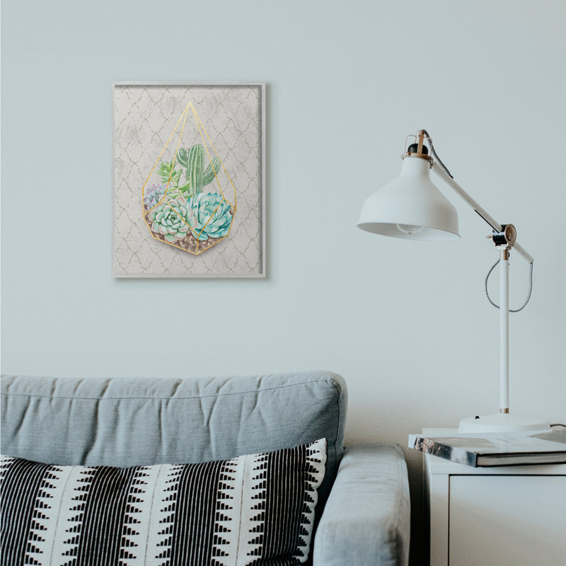 «Succulent Basket Gold Grey», impression, H 20 po x l 16 po, Estampe numérique Farmhouse