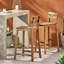  2 tabourets de bar d'extérieur en bois d'acacia 2 pièces, chaises de patio à hauteur de comptoir rustique avec dossier à lattes, brun