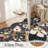 Washable Living Room Area Rug: Indoor Vintage Floral Large Bedroom Rugs Non-Slip Stain Resistant Low Pile Carpet for Kitchen Soft Thin Home Decor Floor Mat for Dining Room Nursery (Black)-199610422