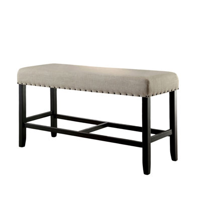Banc de style industriel à hauteur de comptoir beige pour mobilier de salle à manger rustique