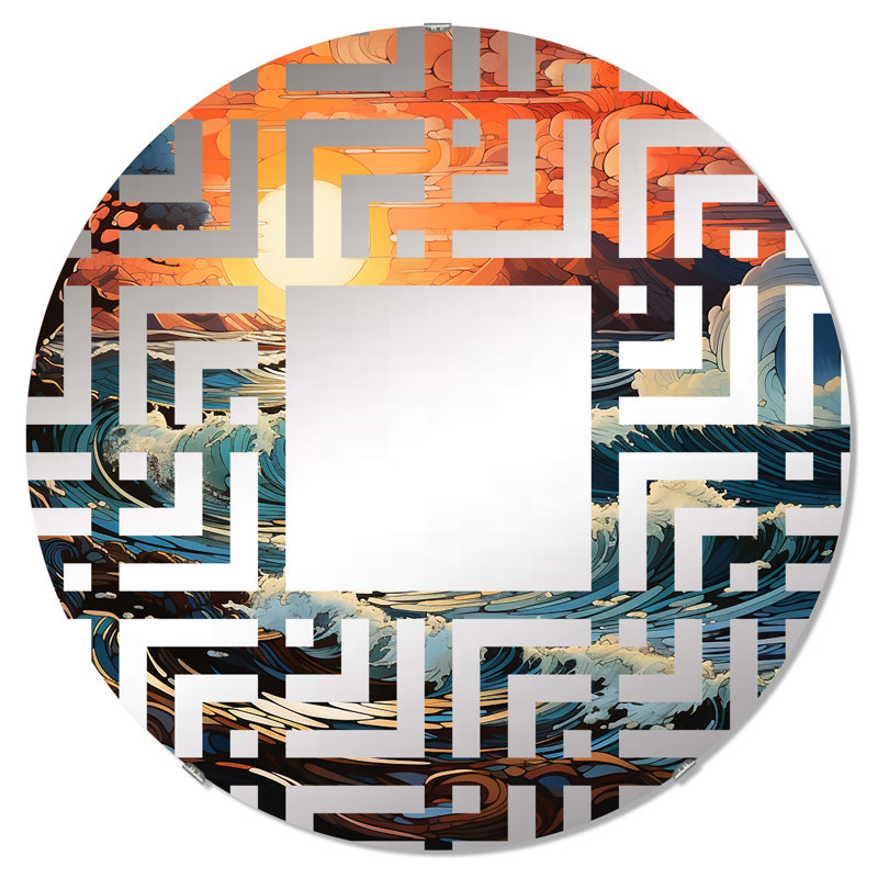Miroir décoratif Ocean Charm Vivid Wood Cut Effect - Maze-MIR117236, 31,4 po x 31,4 po