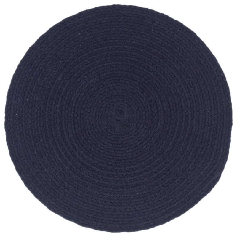 Billingsy Cotton Solid Colour Round Placemat, Navy Blue