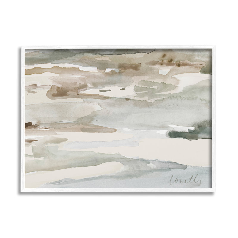 Montagne, rivière, ruisseau, ruisseau, aquarelle, H 14 po x l 11 po, Giclée encadrée blanc bord de mer