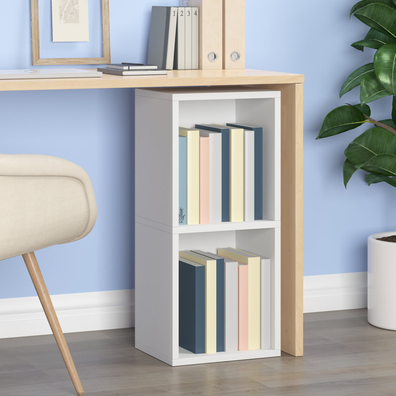 Bibliothèque de rangement à 2 tablettes Parman, noyer royal, Blanc