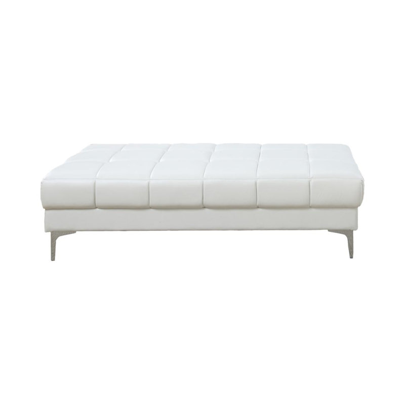 Faux Leather Upholstered Bench, White, 17"H x 66"W x 33"D