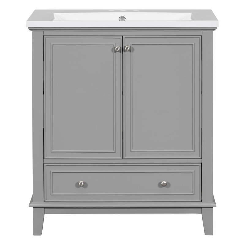Meuble-lavabo de 30 po, Gris, Argent argent