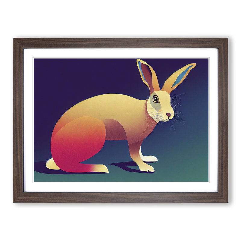 Modern Art Rabbit Abstract - Framed Print, 34cm H x 46cm W x 2cm D, Brown Framed