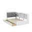 Lit plateforme en bois avec tête de lit, tablettes et tiroirs-965515378