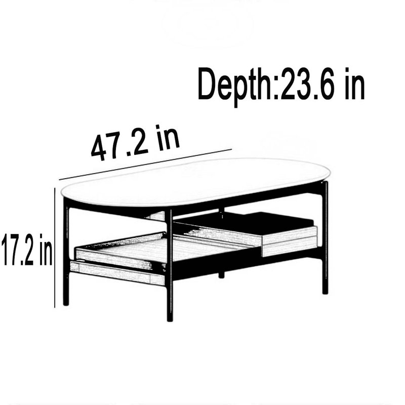 Table basse rétro à deux niveaux, Brun
