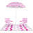 4 PCS Beach Umbrella Set with 2 Foldable Chairs & Picnic Blanket, Tilt Mechanism Pink-555178134