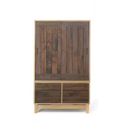 North American solid wood sliding door wardrobe