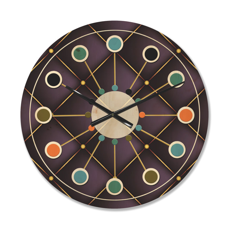 Motif matelassé - Horloge murale Mid-Century, Petit
