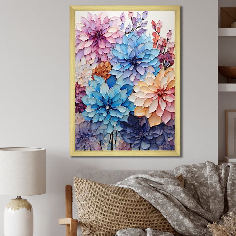 «Purple Tranquil Petals V», reproduction sur toile, H 32 po x l 16 po x P 1 po, Cadre doré simple