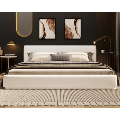 King Size Soft And Comfortable Upholstered Bed. Luxurious And Cozy Bedroom Centerpiece