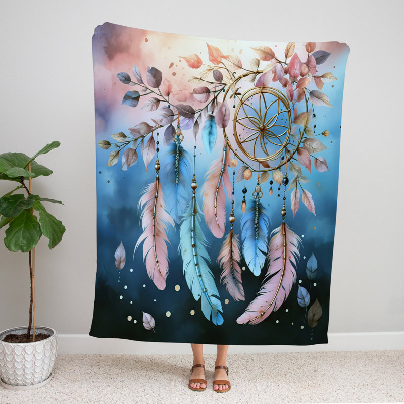 Throw Blanket, 51" W x 60" L, Abstract, Light Pink/Blue/Light Orange