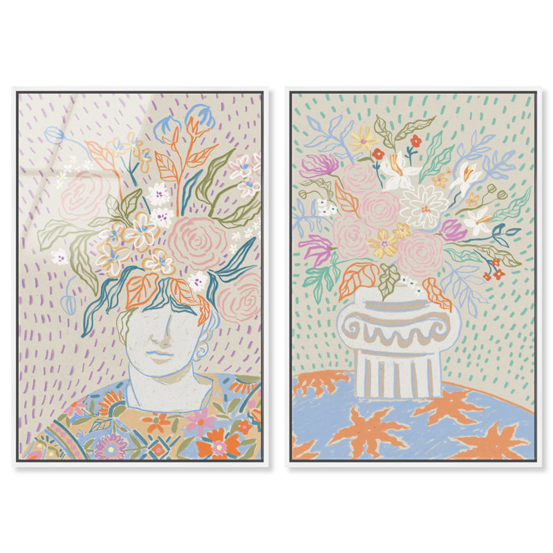 Summer Flourish Set High-Gloss Frameless Acrylic Glass Wall Art Floral & Botanical Print by Oliver Gal, Ready to Hang, 10 x 15