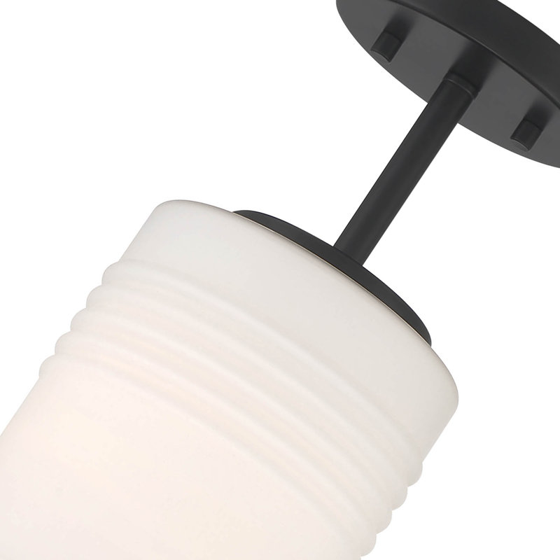 Jsamine Glass Semi Flush Mount, Matte Black