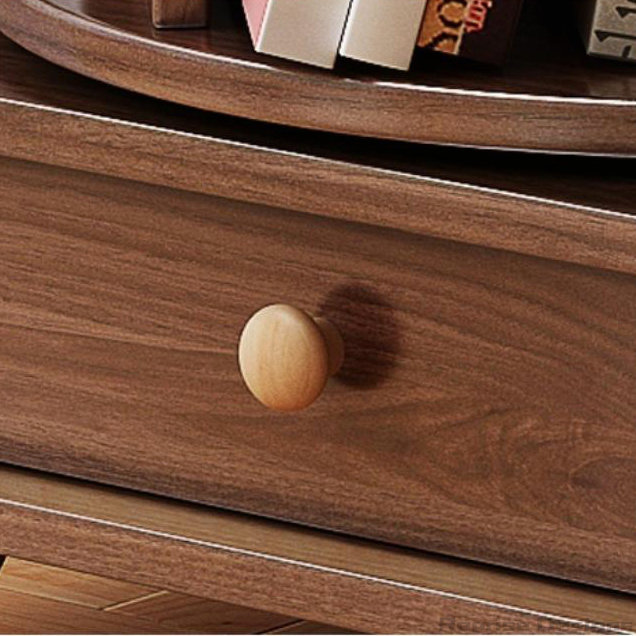 Bibliothèque rotative pivotante à 360 ° avec roulettes et tiroir, Noyer brun, (5 tablettes) H 57 po x l 18,11 po x P 18,11 po