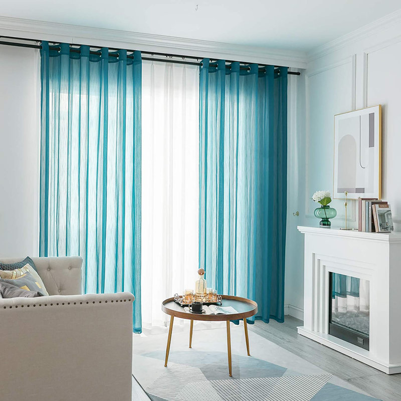 Ferriday Sheer Curtain Pair, Green, 52" W x 95" L