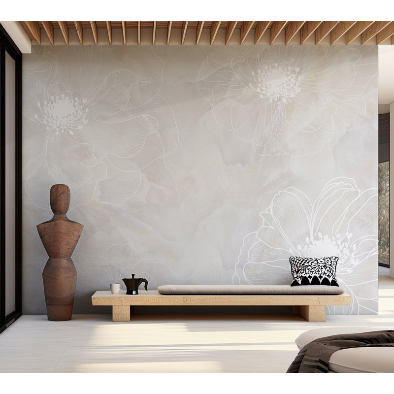 Papier peint floral - Délicatesse du moment, L 55 po x l 78 po
