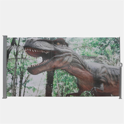 71"x138" Retractable Side Awning Screen, Semi-transparent with UV printing,UPF50+, Ideal for blocking dust,sunshine and wind, Creating private space for garden,balcony and swimming pool.