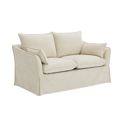En lin beige, revêtement en lin, pieds en bois, siège de 19 po de hauteur, poids de 84 lb, housse en tissu décoratif, capacité de poids de 440 lb, largeur de 34,3 po