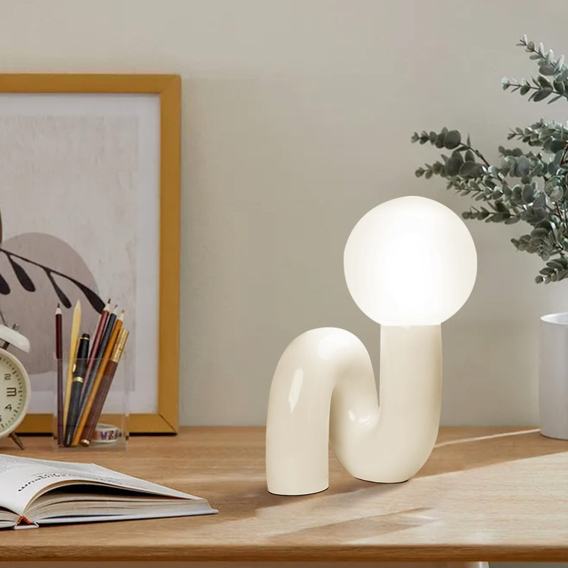 Lampe de table en résine Verda, Blanc