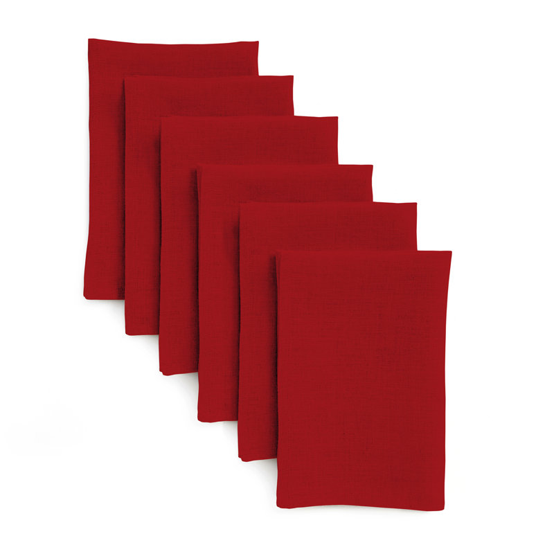 100% Pure Linen Dinner Napkins - Fete, Red
