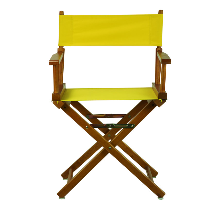 Chaise de réalisateur pliante 18 po, Jaune, Chêne miel