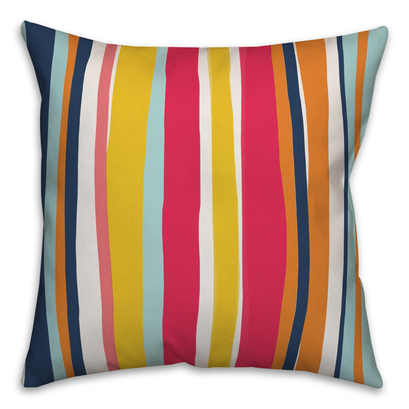  Coussin décoratif intérieur / extérieur Stripes, Polyester / Bourre en polyester, 16 po x 1 po