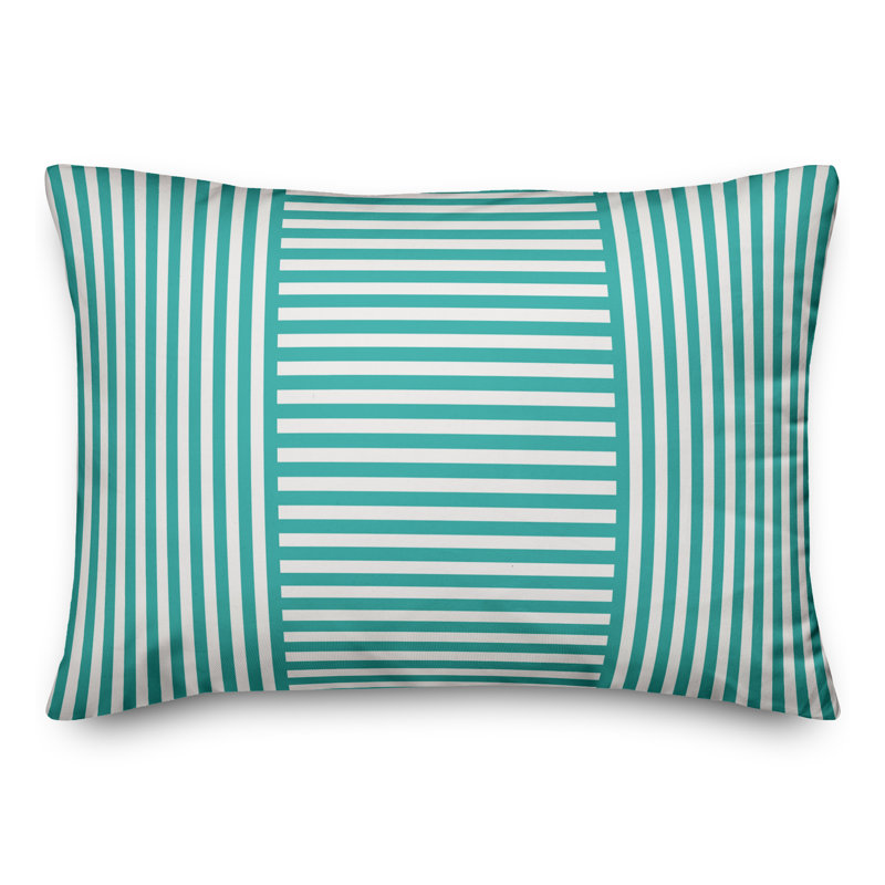 Housse de coussin rectangulaire , Pas de bourre, Vert océan / Crème, 14 po x 20 po