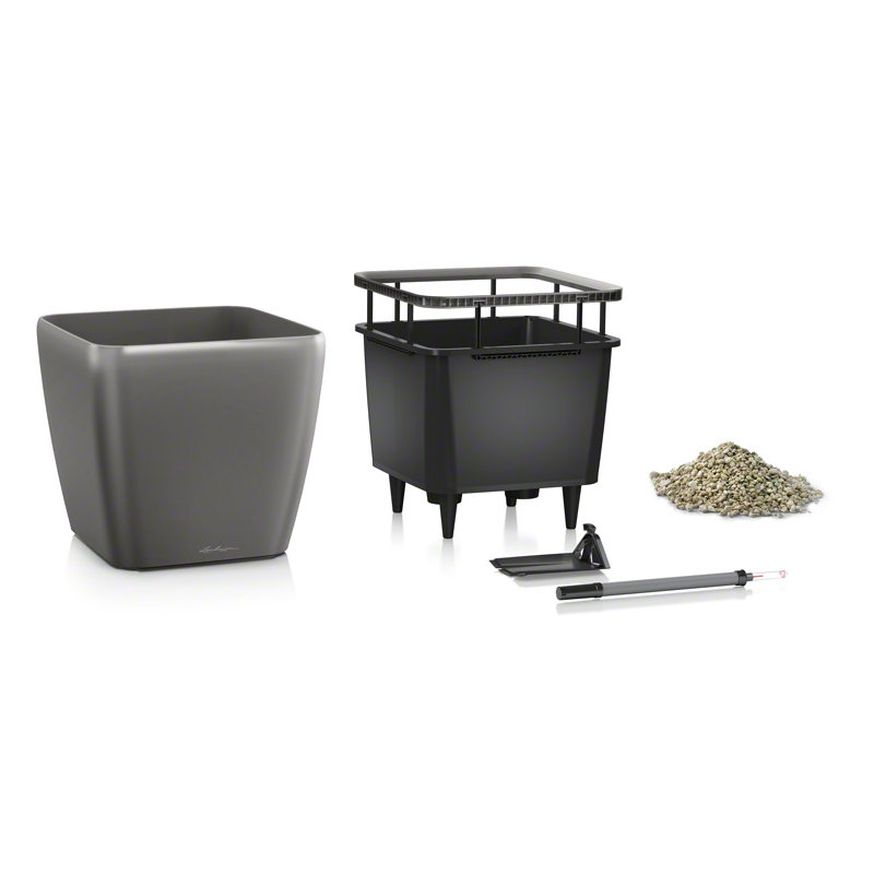 Quadro Premium Pot Planter, Charcoal Metallic