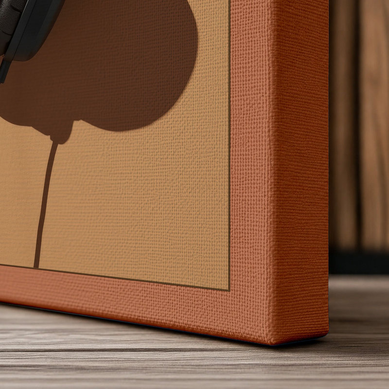 Studio Headphones Minimalist - Wrapped Canvas, 18x12 - 45.7 x 30.5 cm, Terracotta Border